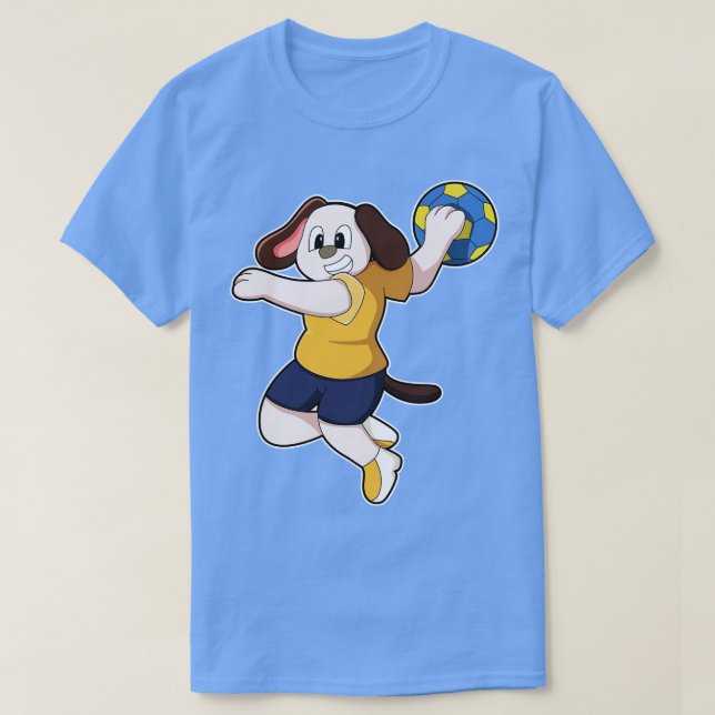 Camiseta Cachorro como jogador de handebol com Handball (Frente do Design)
