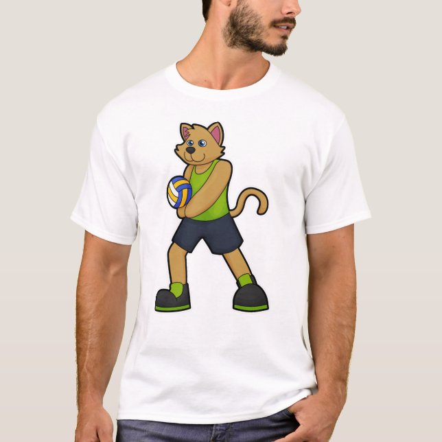 Camiseta Cachorro como jogador de voleibol com bola de vole (Frente)