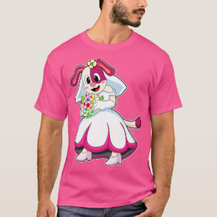 Camiseta Cachorro como noiva com flores de vestido de noiva