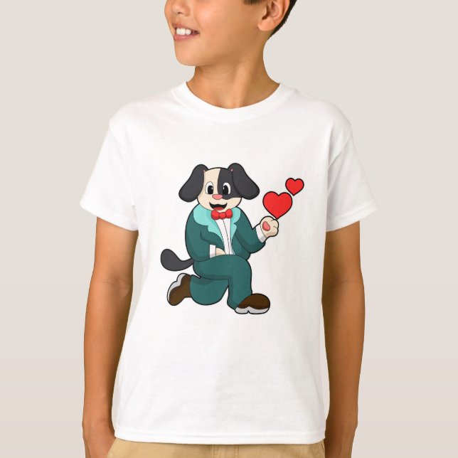 Camiseta Cachorro como noivo com roupa e gravata (Frente)