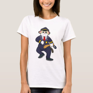 Camiseta Cachorro como oficial de polícia com uniforme de p
