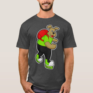 Camiseta Cachorro como skater com mochila de skates embutid