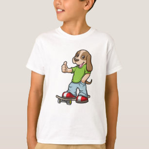 Camiseta Cachorro como skater com skate