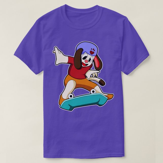Camiseta Cachorro como skater com skate 1 (Frente do Design)