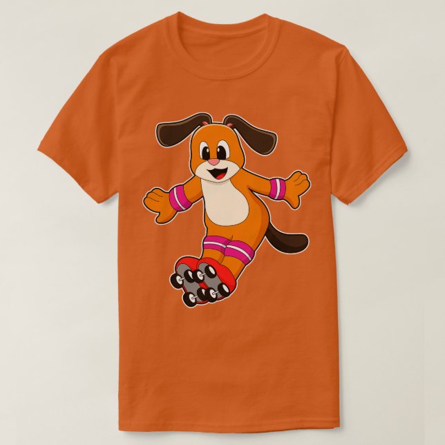 Camiseta Cachorro como skater com skates embutidos (Frente do Design)