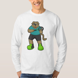 Camiseta Cachorro como Tênis com raquete Tênis