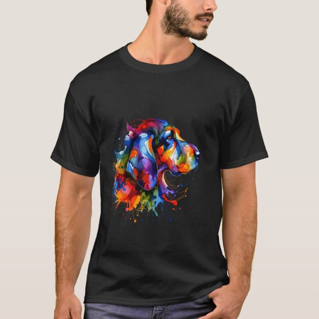 Camiseta Cachorro Coonhound Arte Splash (Frente)