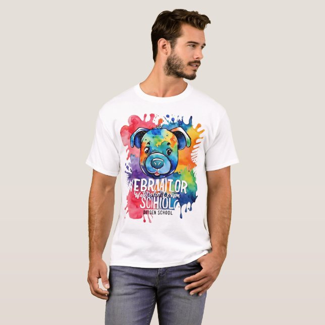 Camiseta Cachorro cor-de-água engraçado (Frente Completa)