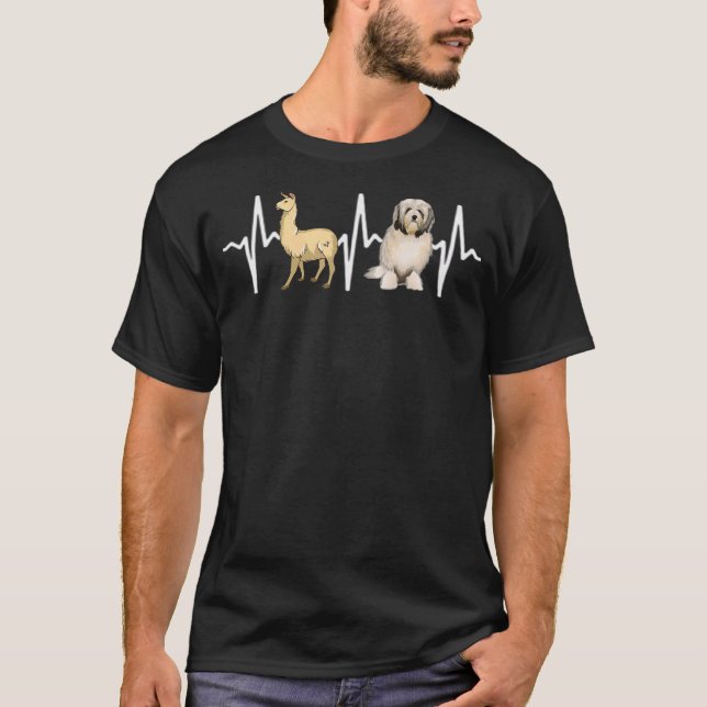 Camiseta Cachorro Coração de Lhama Lowchen (Frente)