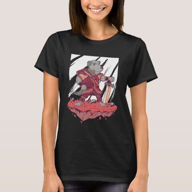 Camiseta Cachorro Corajoso - Design de Cartoon (Frente)