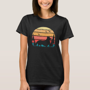 Camiseta Cachorro Corgi Cachorrinho Fofo Pôr do Sol Retrô