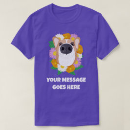 Camiseta Cachorro Corgi com Flores Personalizadas