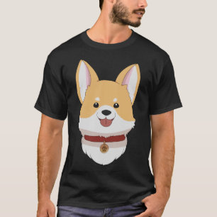 Camiseta Cachorro Corgi Cortado Com Colarinho Vermelho 378