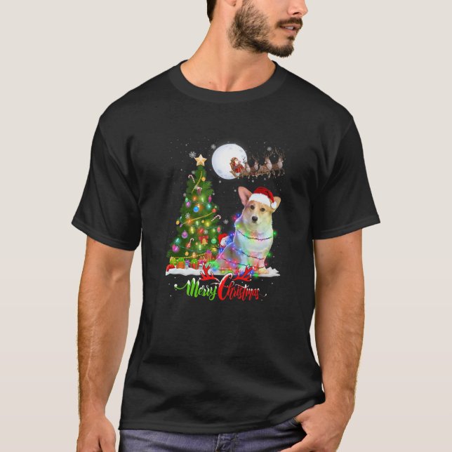 Camiseta Cachorro Corgi Feliz Cachorro de Natal (Frente)