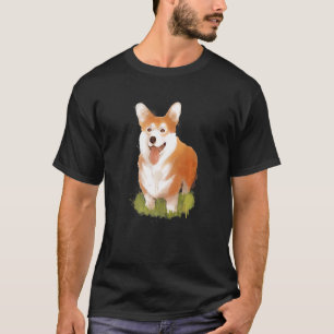 Camiseta Cachorro Corgi Fofo Aquarela Estética Cachorrinho 