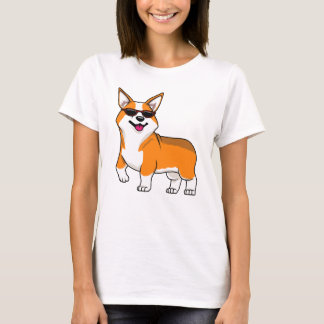 Camiseta Cachorro Corgi Fofo com Óculos de Sol