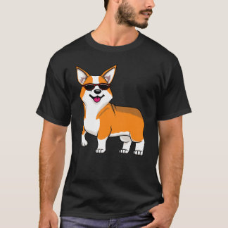Camiseta Cachorro Corgi Fofo com Óculos de Sol