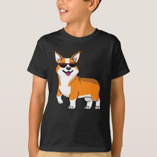 Camiseta Cachorro Corgi Fofo com Óculos de Sol