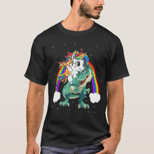 Camiseta Cachorro Corgi Galês Unicórnio Montando Dinossauro
