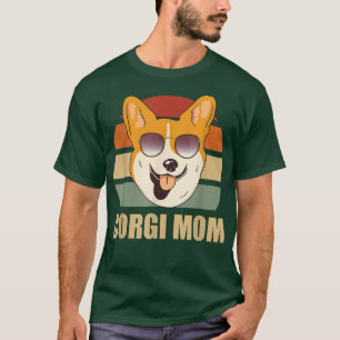 Camiseta Cachorro Corgi Mãe Vintage Retro Sunset Design Mot