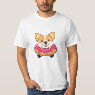 Camiseta Cachorro Corgi Na Rosquinha Cães Kawaii Rosquinhas