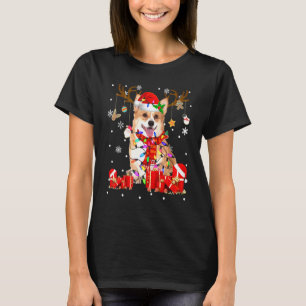 Camiseta Cachorro Corgi Rena de Natal Luz Cachorro