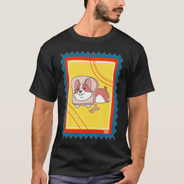 Camiseta Cachorro Corgi Torrada de Selo Postal (Frente)