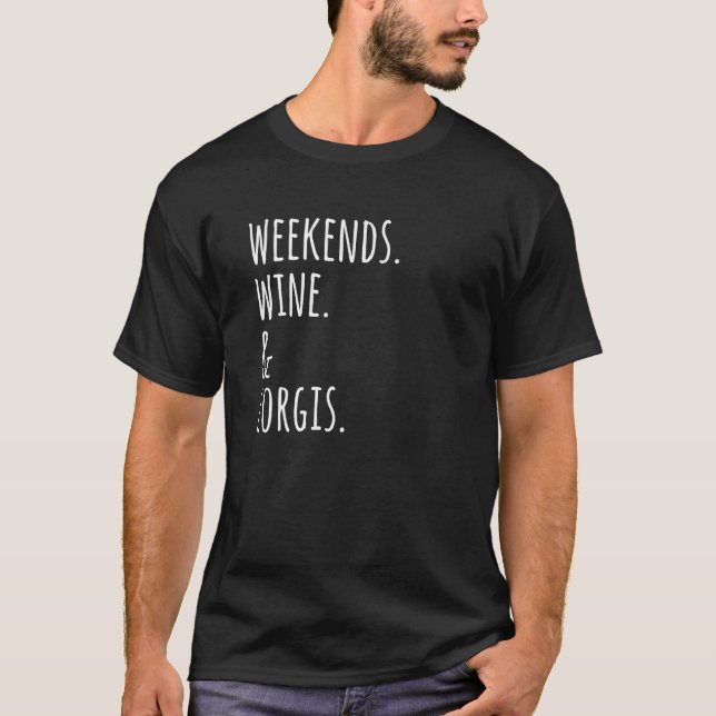 Camiseta Cachorro Corgi Vinho de Fim de Semana (Frente)