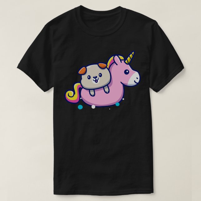 Camiseta Cachorro Cortado com Natação Anel Unicorn (Frente do Design)