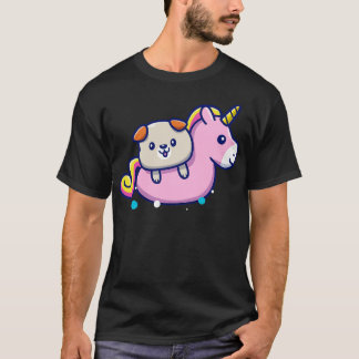 Camiseta Cachorro Cortado com Natação Anel Unicorn