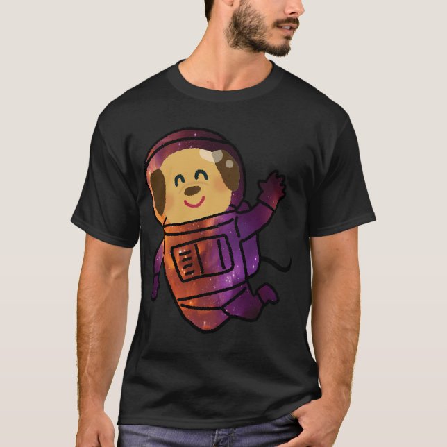 Camiseta cachorro cortado no espaço  (Frente)