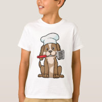 Cachorro cozido com chapéu de chef e espátula