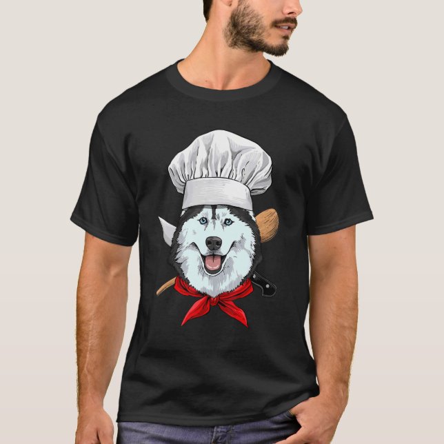 Camiseta Cachorro Cozinhar de cozinha siberiano Husky Chef (Frente)