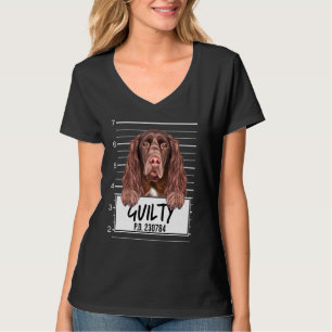 Camiseta Cachorro Culpado Mugshot Spaniel de Campo