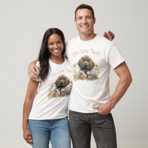 Camiseta Cachorro Cute Bloodhound Floral