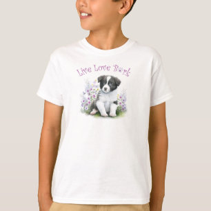 Camiseta Cachorro Cute Border Collie Floral