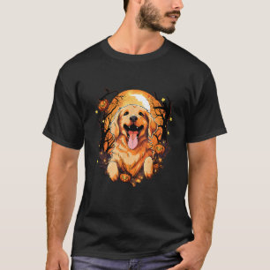 Camiseta Cachorro Cute Golden Retriever Halloween Abóboras 