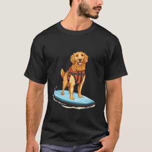 Camiseta Cachorro Cute Golden Retriever Paddle Boarding Lar