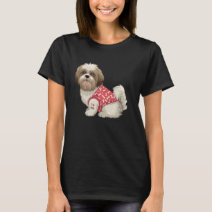 Camiseta Cachorro Cute Shih Tzu em Um Atraente Ósseo Adoráv
