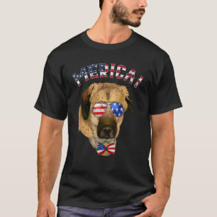 Camiseta Cachorro da Bandeira Americana Anatólia 4 de Julho