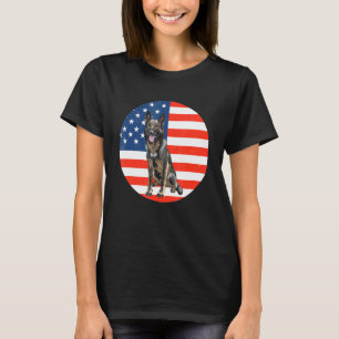 Camiseta Cachorro da Bandeira Americana Pastor Alemão Patri