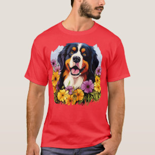 Camiseta Cachorro-da-índia Bernese, no Jardim da Flor Prima