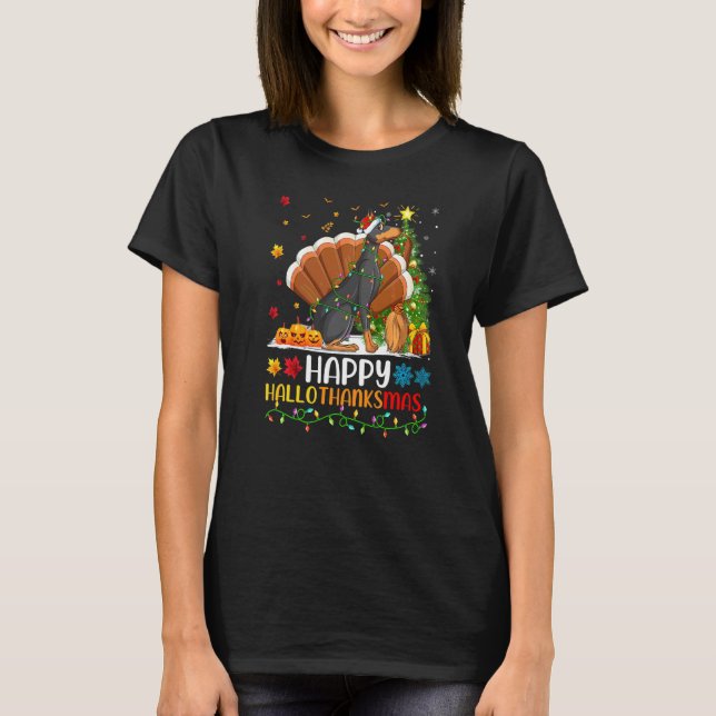 Camiseta Cachorro da Moda   Doberman Pinscher Feliz Cachorr (Frente)