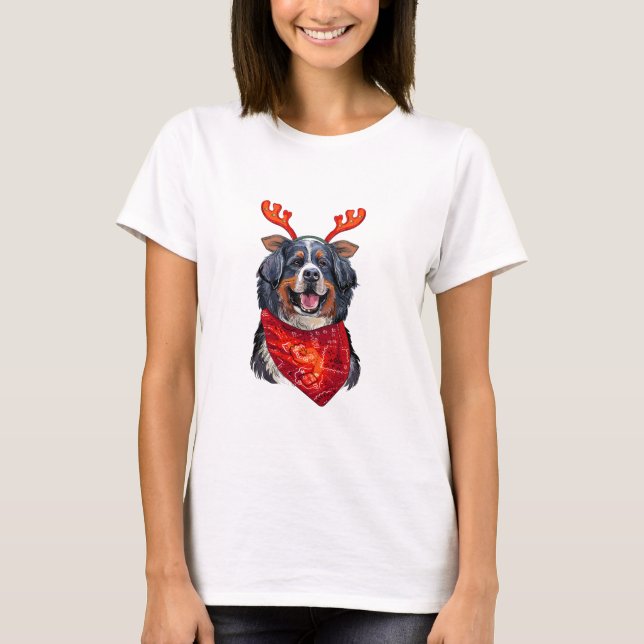 Camiseta Cachorro da Montanha Bernese de Natal (Frente)