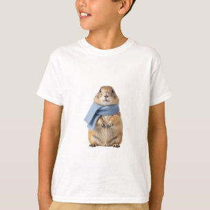 Camiseta Cachorro da Pradaria Fofo com Cachecol Azul para C