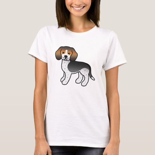 Camiseta Cachorro da Raça Beagle de Desenho Animado Fofo co (Frente)