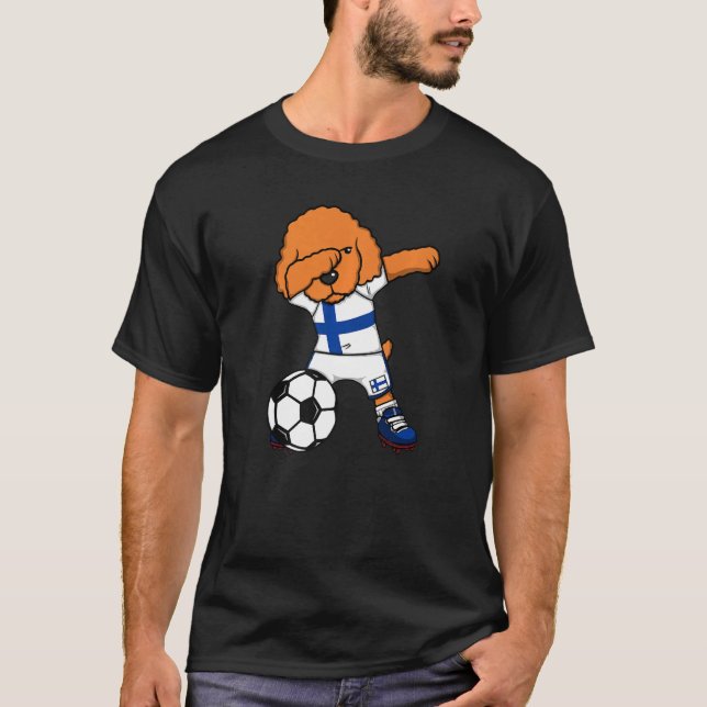 Camiseta Cachorro Dabbing Dog Finlândia Soccer Ventiladores (Frente)