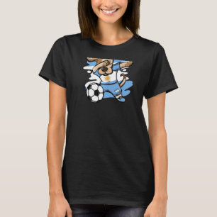 Camiseta Cachorro Dabbing Fãs de Futebol da Argentina Bande