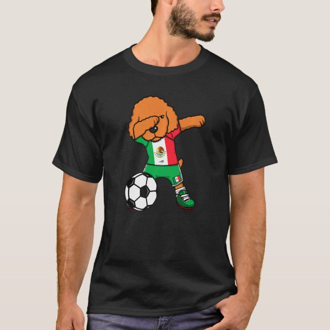 Camiseta Cachorro Dabbing Poodle México Futebol Fans Jersey (Frente)