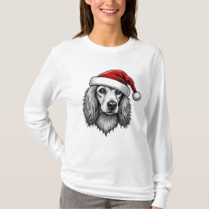 Camiseta Cachorro Dachshund Chapéu de Papai Noel
